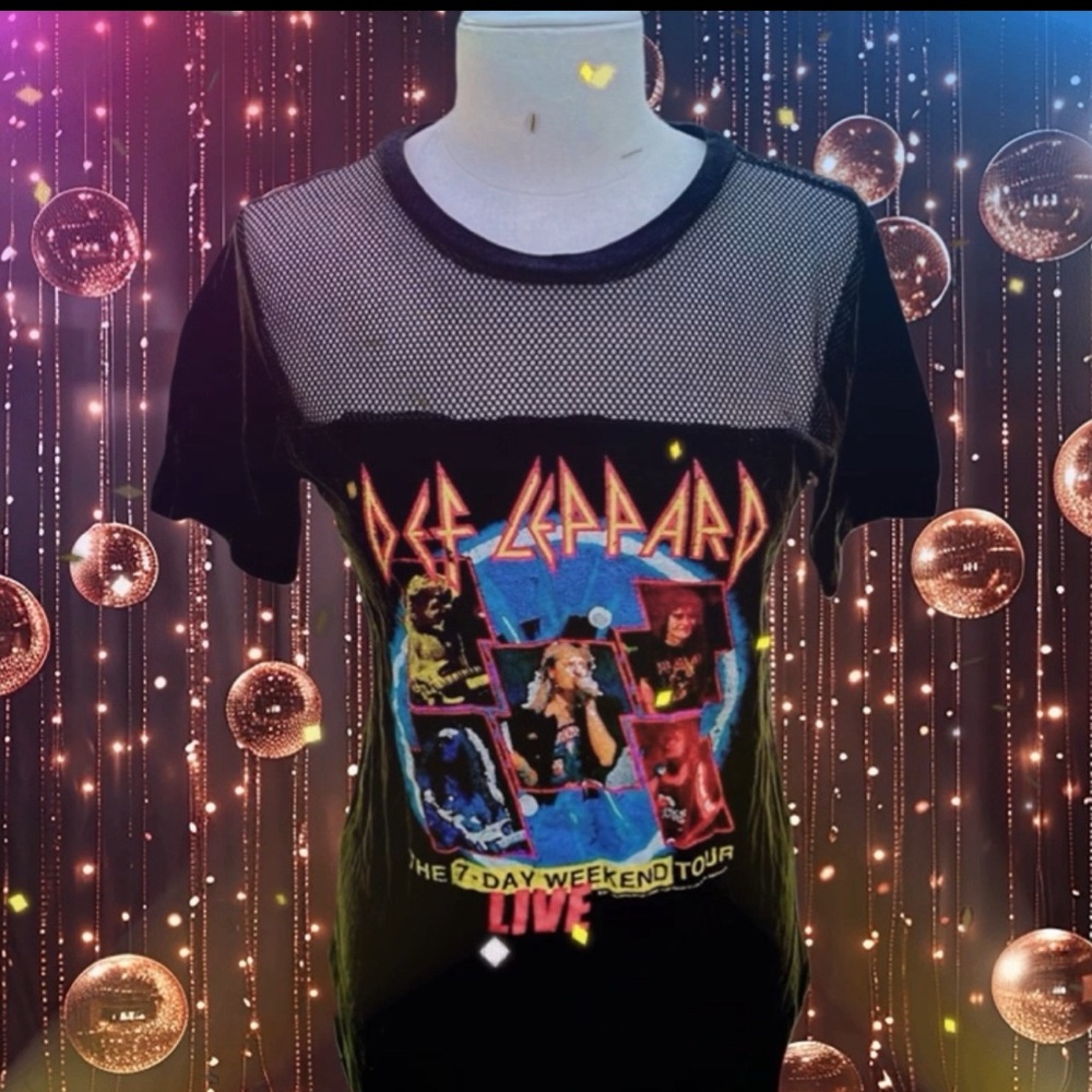 8Os RETRO STYLE DEF LEPPARD GRAPHIC CONCERT T/ TEE SHIRT BY FOREVER 21 -S 🔥🤘